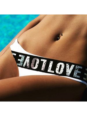 Spaghetti Strap Drawstring Letters Bikini