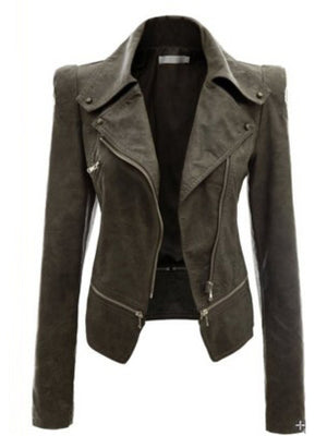 Motorcycle Leather Cloak Jacket Two Way Zipper Jacket