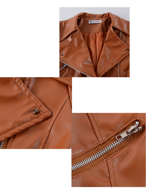 Motorcycle Leather Cloak Jacket Two Way Zipper Jacket