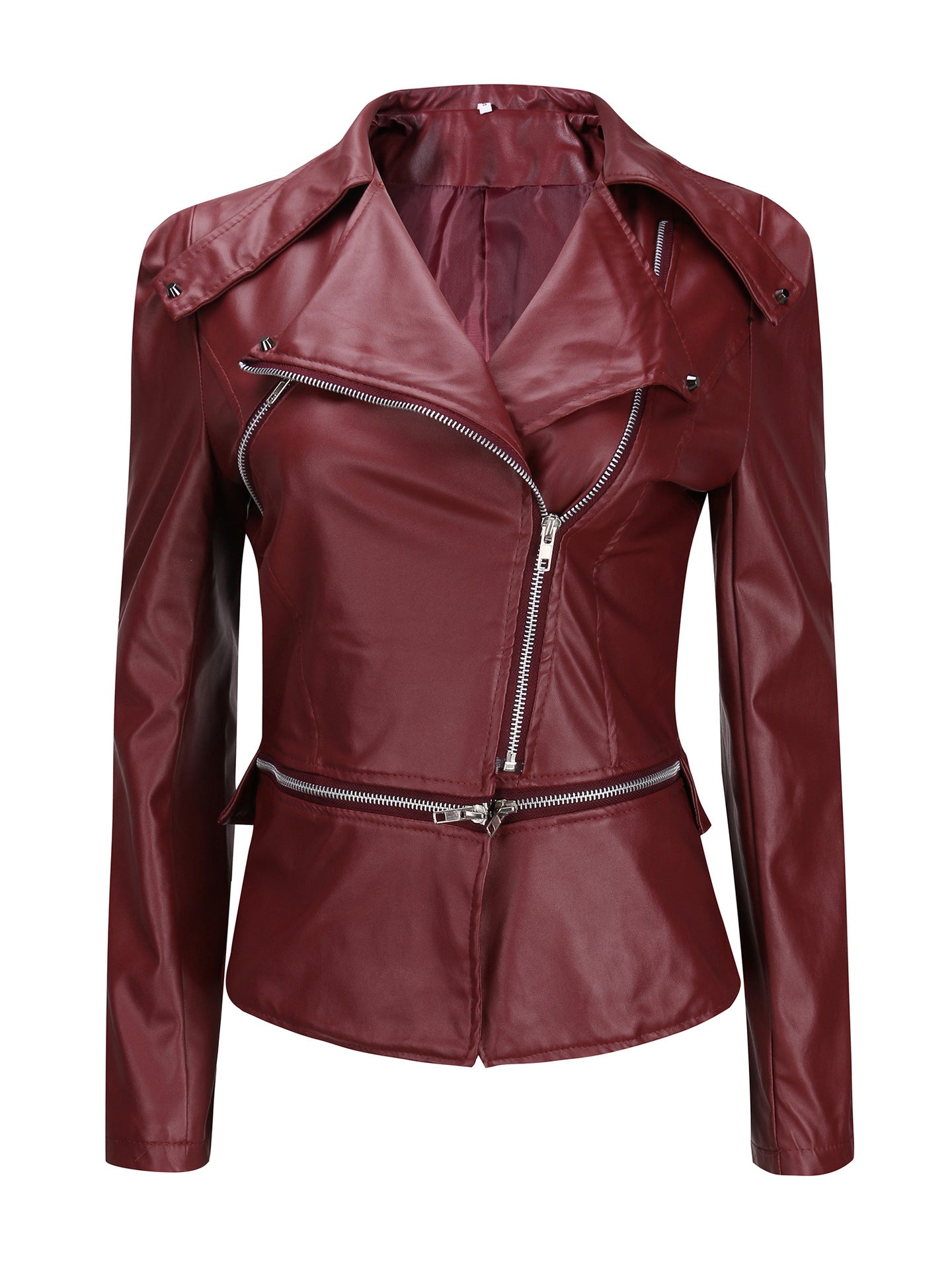 Motorcycle Leather Cloak Jacket Two Way Zipper Jacket