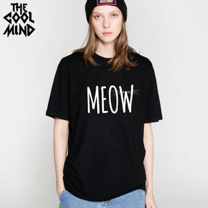 100% cotton cat print women T shirt