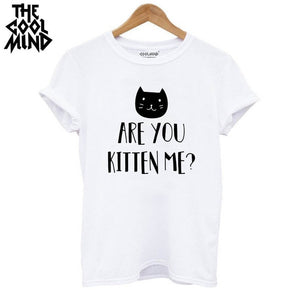 100% cotton cat print women T shirt